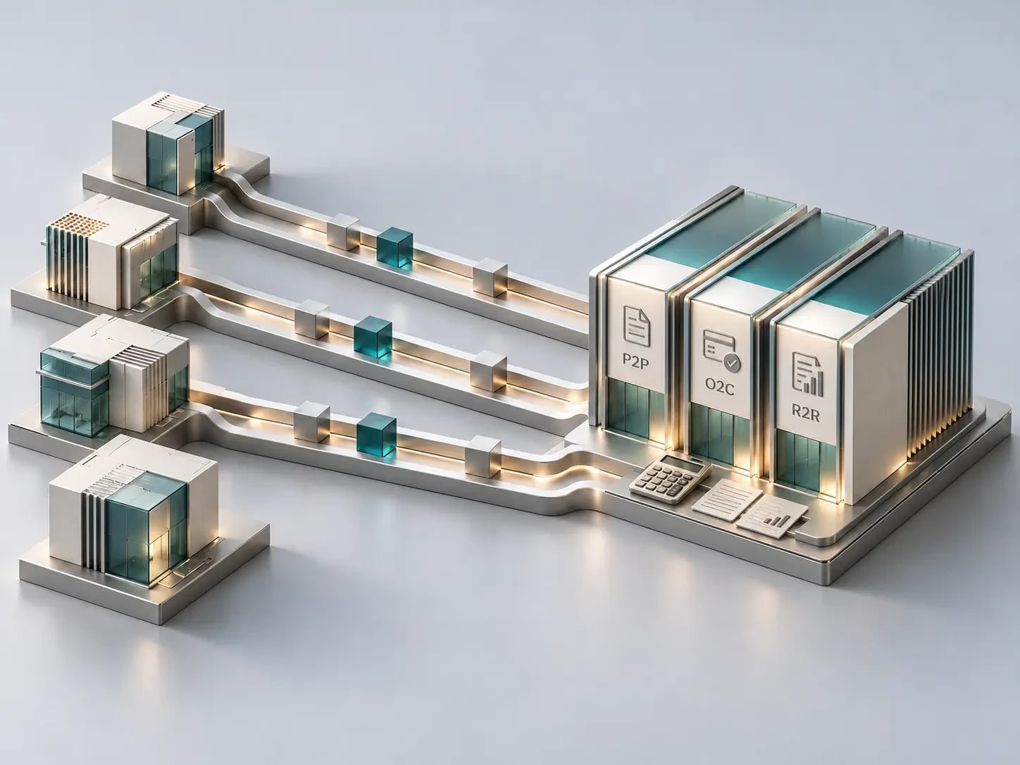 Finance Operations Towers with Ledger Accents