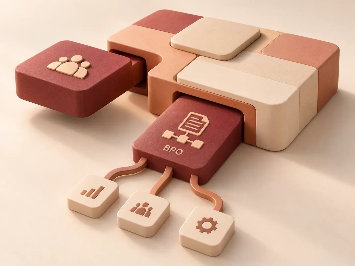Burgundy BPO integration sculpture